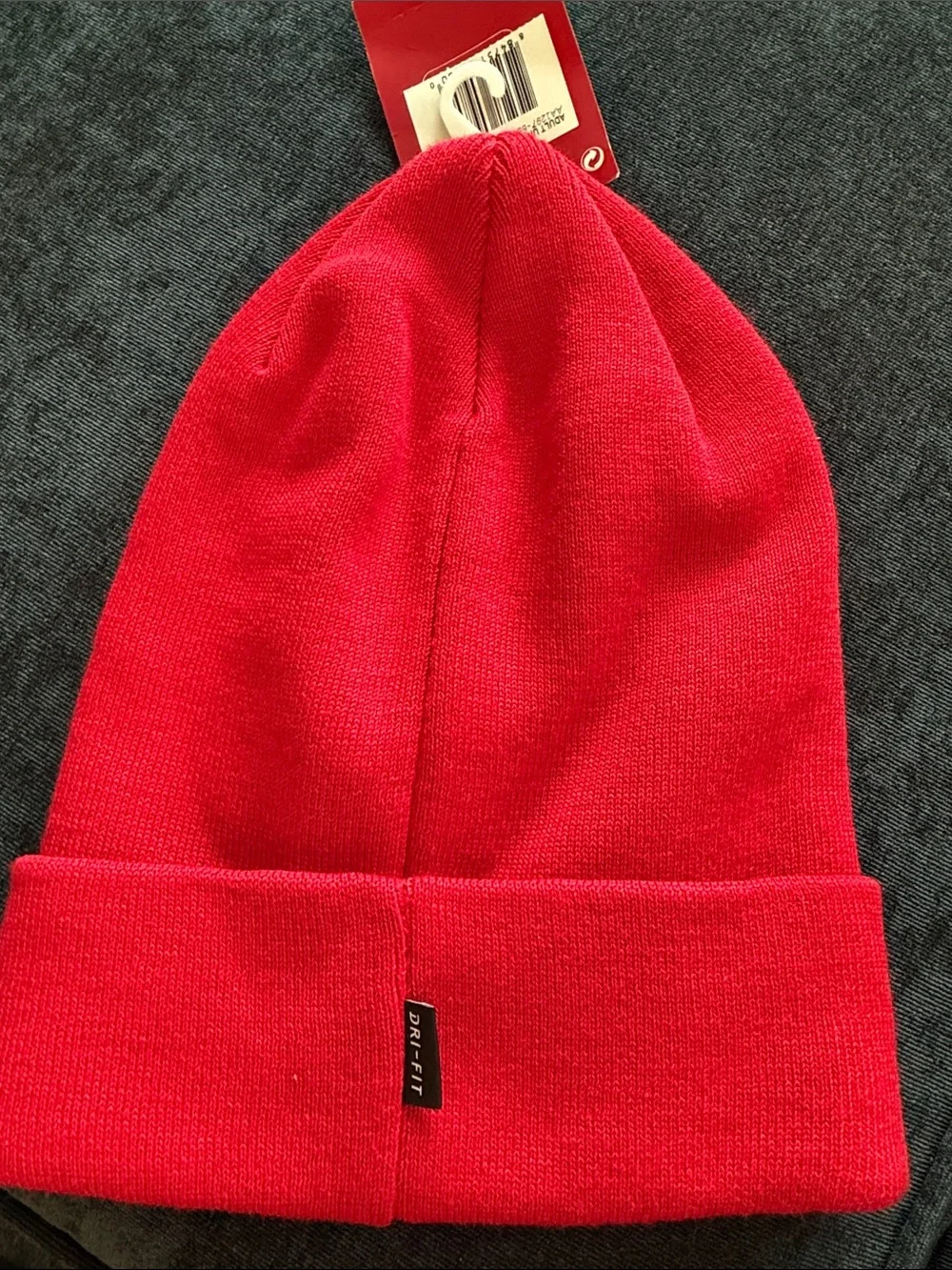 Jordan Red Cuffed Beanie with Gold Jumpman